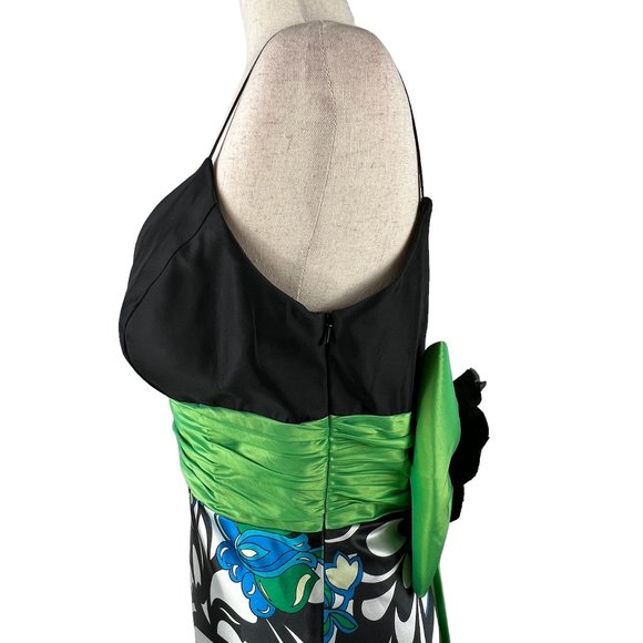 Stunning! Vintage JOVANI Black, Green, Blue Print Evening Gown Size 8 - Picture 13 of 15